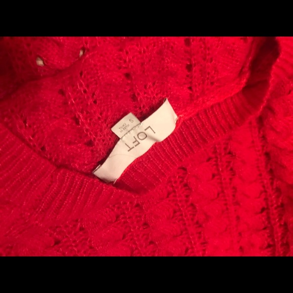 Loft Red Puff Sleeve Sweater - Picture 3 of 3